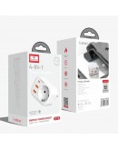 Универсален преходник - зарядно Earldom ES-SC16, 2xUSB, 1xType-C, EU/US/UK/AU към EU, 220V, Бял - 40525