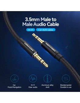 Vention Аудио Кабел 3.5mm Audio Cable  M/M Cotton Braided 0.5m - BAWBD