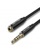 Vention Аудио Кабел Cotton Braided TRRS 3.5mm Male to 3.5mm F - 1m - Gold plated, Aluminum alloy - BHCBF