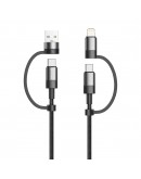 Кабел за данни DeTech DE-54UCI, 4в1 USB-Lightning/Type-C Type-C - Type-C, 1.0m, Черен - 40535