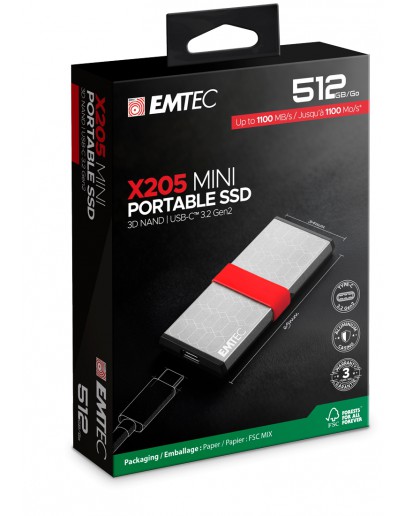 EMTEC EXT SSD X205 512G /USB-C