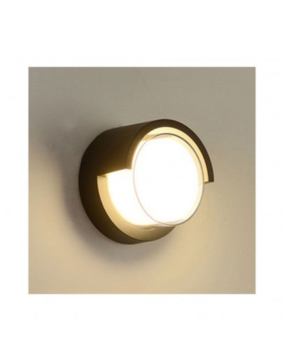 Фасадна лампа аплик DeTech , 1*5W, 4000K, IP44, Кръг, Черен - 77038