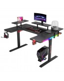 Геймърско бюро No brand P203, 5 в 1, RGB, Черен - 74004