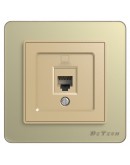 Единична розетка за компютър DeTech DE-6008-61, RJ45, Cat5E, За вграждане, IP20, Златист - 75015