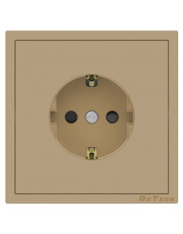 Единичен електрически контакт DeTech DE-9227-42, С рамка, Шуко, За вграждане, 16А, 250V, IP20, Златист - 75124