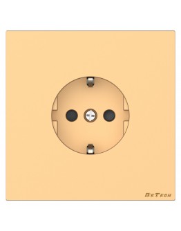 Единичен електрически контакт DeTech DE-9225-42,  Шуко, За вграждане, 16А, 250V, IP20, Златист - 75088
