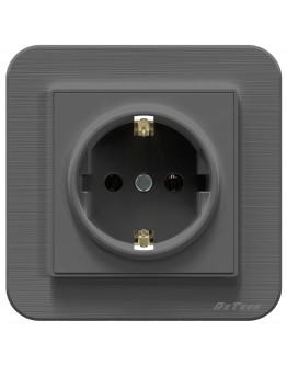 Единичен електрически контакт DeTech DE-9223-42, Схема 1, 10A, 250V, IP20, Сив - 75063