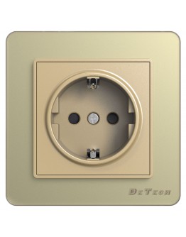 Единичен електрически контакт DeTech DE-6008-42, Шуко, За вграждане,16А, 250V, IP20, Златист - 75014