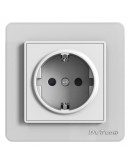 Единичен електрически контакт DeTech DE-6008-42, Шуко, За вграждане,16А, 250V, IP20, Бял - 75005