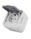 Единичен влагоустойчив контакт DeTech DE-8008-9142, За вграждане, Шуко, 250V, 16A, IP55, Бял - 75149