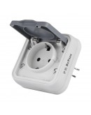 Единичен влагоустойчив контакт DeTech DE-8008-42, Шуко, 250V, 16A, IP55, Бял - 75150