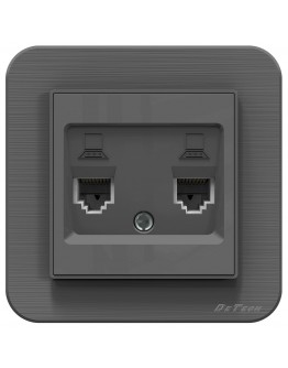 Двойна розетка за компютър DeTech DE-9223-62, RJ45, Cat5E, За вграждане, IP20, Сив - 75066