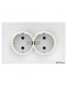 Двоен електрически контакт DeTech DE-9227-52, С рамка, Шуко, За вграждане, 16А, 250V, IP20, Бял - 75111