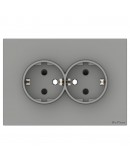 Двоен електрически контакт DeTech DE-9225-52, Шуко, За вграждане, 16А, 250V, IP20, Сив - 75100