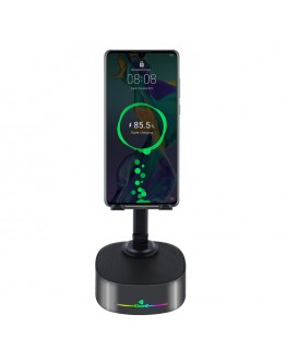 Тонколона със стойка за телефон Kisonli M5, Bluetooth, Безжично зареждане, FM, AUX, RGB, Различни цветове - 22275