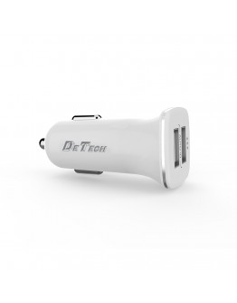Зарядно устройство за кола DeTech, DE-C01M, 5V/2.4A, 12/24V, С Micro USB кабел, 2 x USB, Бял - 14124