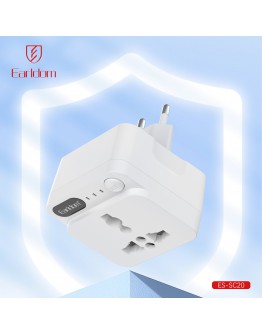 Универсален преходник - зарядно Earldom ES-SC20, Таймер, UK/US kъм EU шуко, 250V, Бял - 40522
