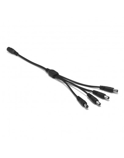 DC Сплитер DeTech, 5.5x2.1, 1 към 4, 0.4m, Черен - 18365