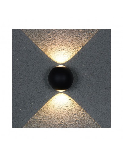 Фасадна лампа аплик DeTech , 2*3W, 4000K, IP44, Черен - 77034