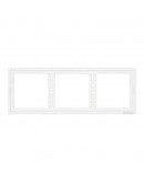 Тройна рамка DeTech DE-9227-83, Хоризонтална, Мат, За вграждане, 222x80, Бял - 75117