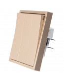 Троен електрически ключ DeTech DE-9227-03, С рамка, Мат, Схема 1, 10А, 250V, За вграждане, IP20, Златист - 75122