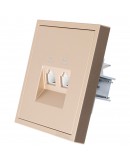 Двойна розетка за компютър DeTech DE-9227-62, RJ45, Cat5E, Мат, За вграждане, IP20, Златист - 75127