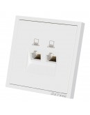 Двойна розетка за компютър DeTech DE-9227-62, RJ45, Cat5E, Мат, За вграждане, IP20, Бял - 75113