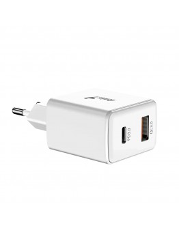 Genius бързо зарядно Fast Charger PD-20AC - 20W, USB-A, USB-C, PD3.0, QC3.0, White
