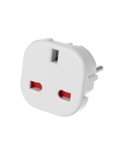 Преходник No brand BX-9625, UK kъм EU шуко, 220V, High Quality, Бял - 17702