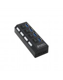 USB хъб No Brand, USB 3.0, 4 Порта, Черен - 12062