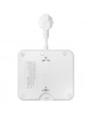 Удължител No brand, 3 гнезда, 250V, 10A, Кабел, 1.8м., 2 x USB-F, 2 x USB-C, С ключ, Бял - 17964