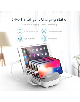 Orico зарядна станция за мобилни устройства Charger Station 220V - 5 x USB 40W White - DUK-5P-EU-WH