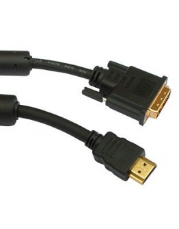 Кабел DeTech HDMI - DVI, 5m. Ферит, Черен, HQ - 18191