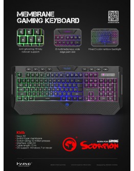 Marvo геймърска клавиатура Gaming Keyboard K656 - Wrist support, 112 keys, Backlight - MARVO-K656