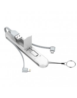 Кабел за данни LDNIO LC130, 3 в 1, Type-C, Micro USB, Lightning, , 0.43m, Бял - 40189