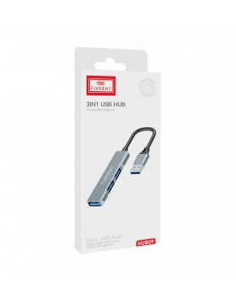 USB хъб Earldom ET-HUB09, USB 3.0, 3 Порта, Сив - 40218
