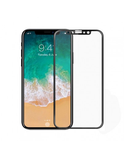 Стъклен протектор за целия дисплей No brand, за iPhone X / XS / 11 Pro, 2.5D, 0.3 mm, Черен - 52371