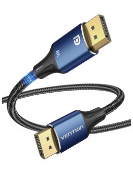 Vention кабел Display Port 1.4 DP M / M 8K 1m - Cotton Braided, Blue Aluminum Alloy - HCELF