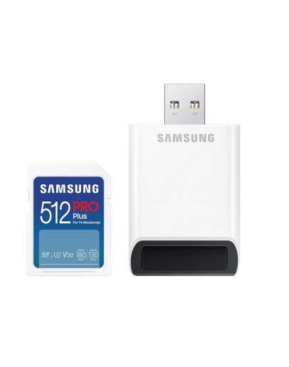 Samsung 512GB SD PRO Plus + USB Reader, Class10, R