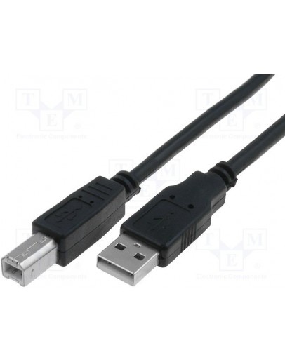 VCom Кабел USB 2.0 AM / BM Black - CU201-B-2.5m