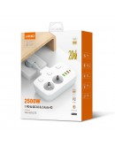 Разклонител LDNIO SE2435, 2 гнезда, CEE 7/3, 2500W, 1 x Type-C F, 3 x USB F, PD, QC, Бял - 40296