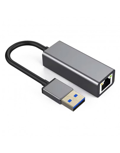 Мрежов адаптер DeTech USB 2.0 - RJ45, 100Mbps, Сив - 17832