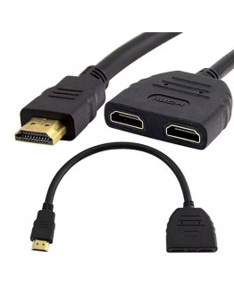 Сплитер DeTech, HDMI (M) - 2*HDMI(F), Черен - 17861