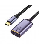 Преходник DeTech, USB-C – Mini DP, 8K, 60Hz, Сив - 17839