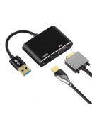 Преходник DeTech, USB 3.0 – HDMI+VGA, Сив - 17843