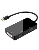 Преходник DeTech, Mini DisplayPort (Thunderbolt) - DVI, VGA, HDMI, Черен - 17859