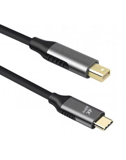 Кабел DeTech, USB-C – Mini DP, 1.8m, 4K, 60Hz, Черен - 18399