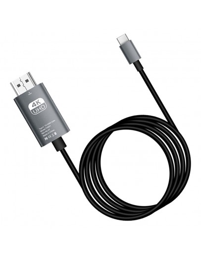 Кабел DeTech, USB-C – HDMI, 2.0m, 4K, 30Hz, Сив - 18392