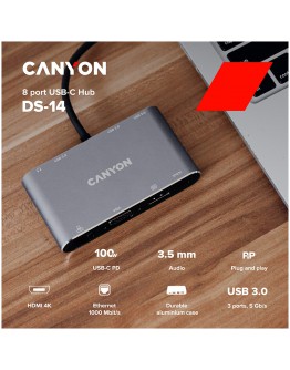 CANYON hub DS-14 8in1 4k USB-C Dark