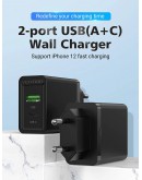 Vention бързо зарядно Fast Charger Wall - QC4.0, PD Type-C + QC3.0 USB A, 20W Black - FBBB0